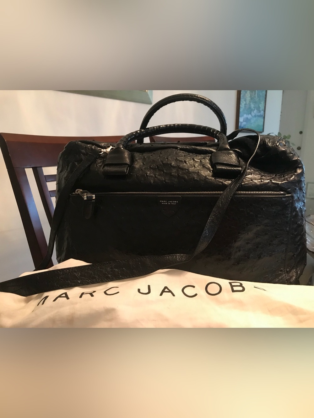 Marc Jacobs Black leather, partial (ostrich leather) bag